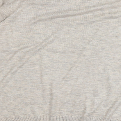 Cotton Traders Womens Beige V-Neck Acrylic Pullover Jumper Size L