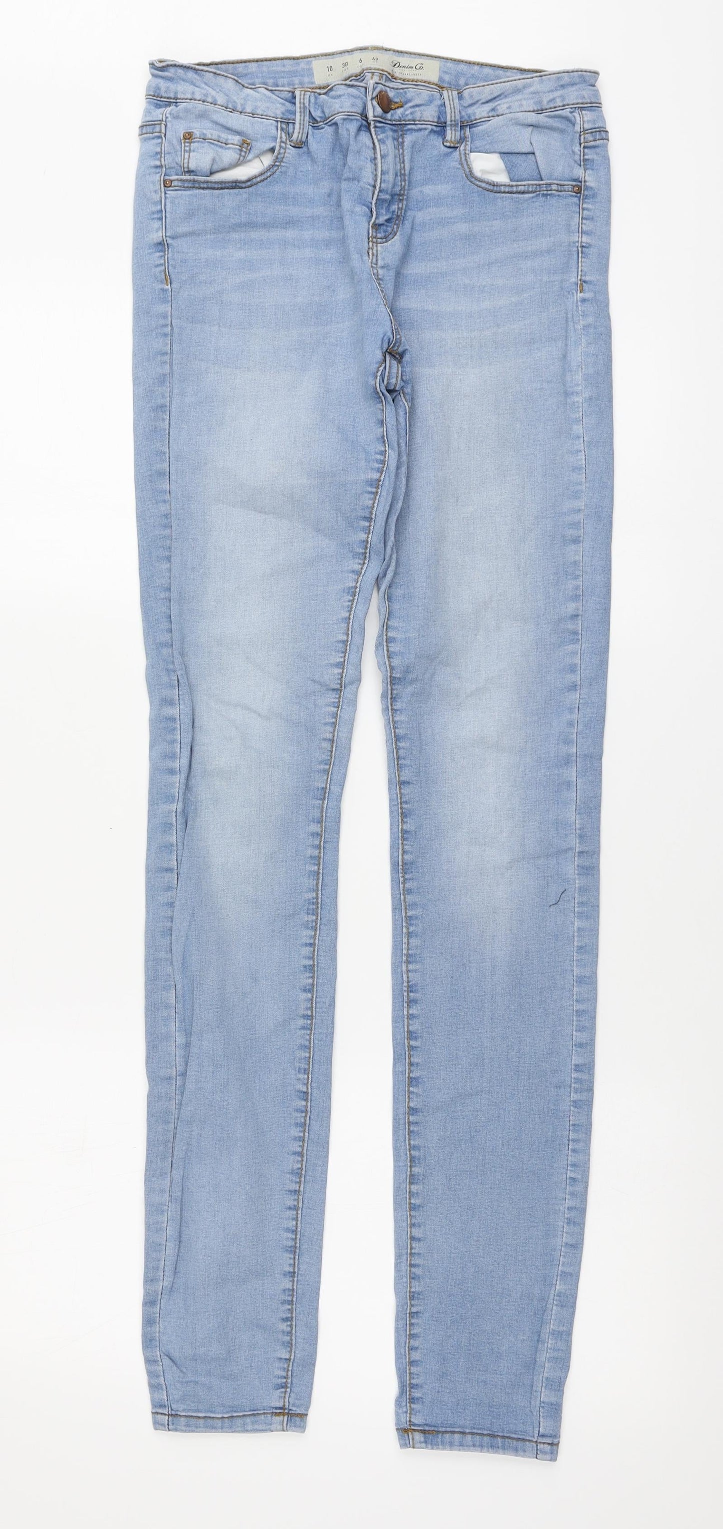 Denim & Co. Womens Blue Cotton Skinny Jeans Size 10 L33 in Regular Button