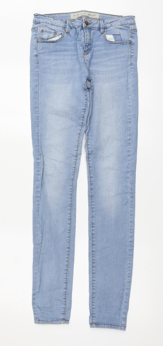 Denim & Co. Womens Blue Cotton Skinny Jeans Size 10 L33 in Regular Button