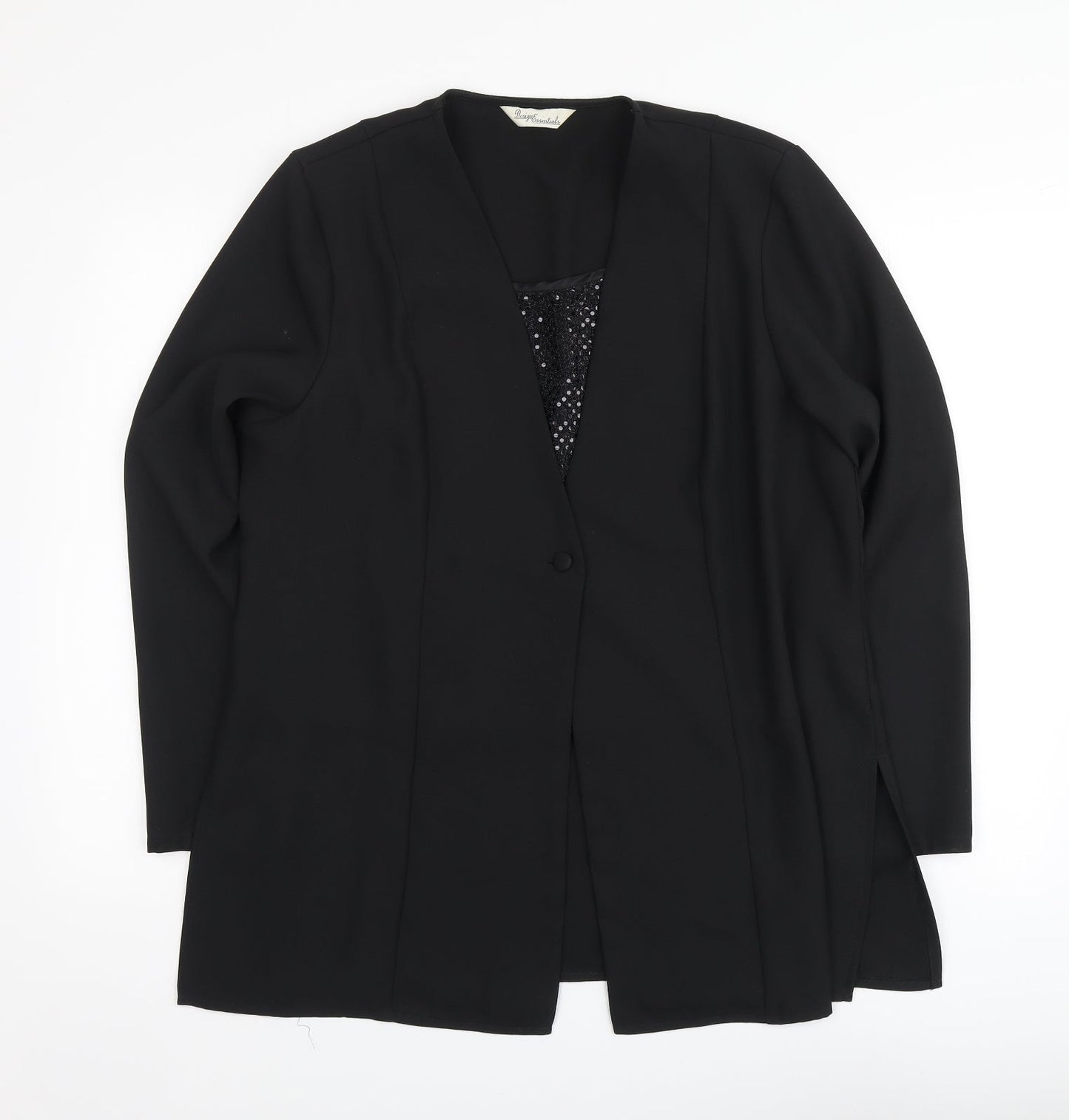 Womens UK Size 16 Design Essentials Black Basic Blouse