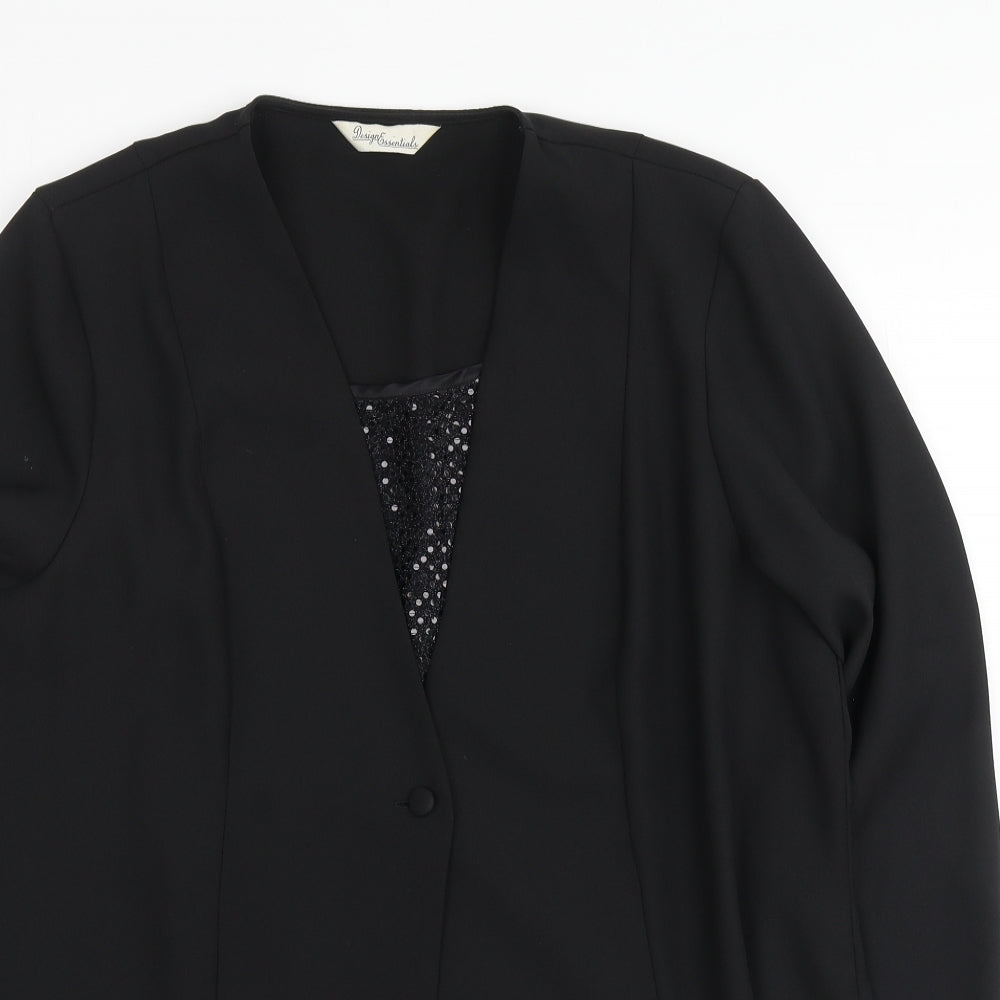 Womens UK Size 16 Design Essentials Black Basic Blouse