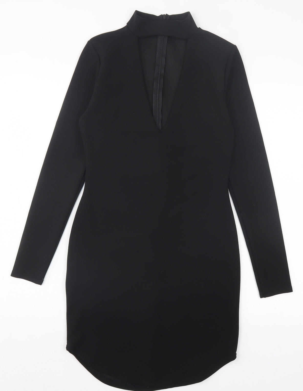 Missguided Womens Black Polyester Bodycon Size 10 V-Neck Zip