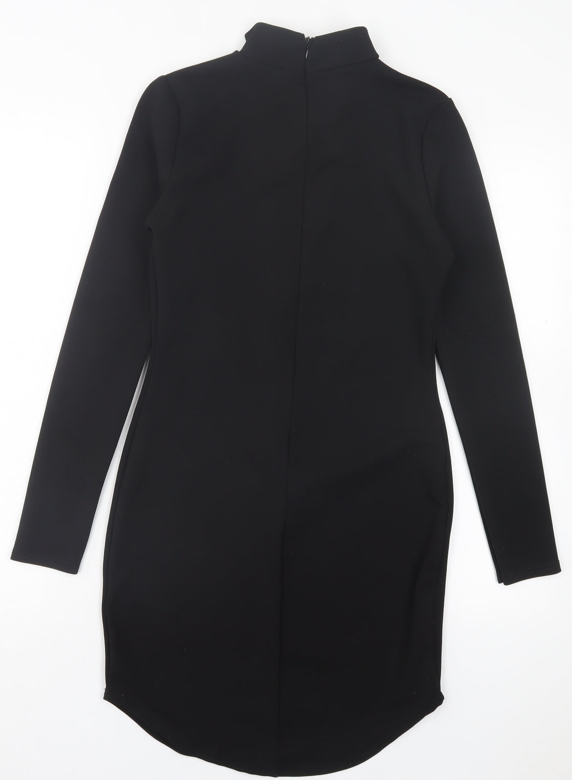 Missguided Womens Black Polyester Bodycon Size 10 V-Neck Zip