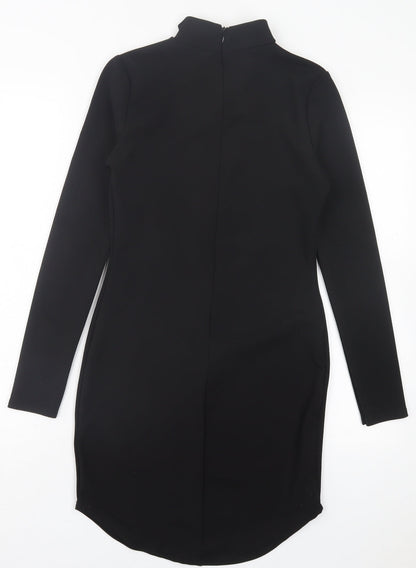 Missguided Womens Black Polyester Bodycon Size 10 V-Neck Zip