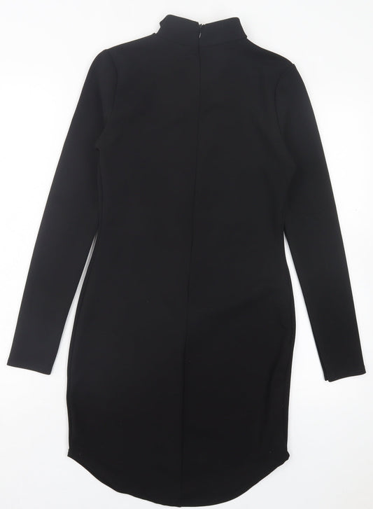 Missguided Womens Black Polyester Bodycon Size 10 V-Neck Zip
