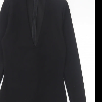 Missguided Womens Black Polyester Bodycon Size 10 V-Neck Zip