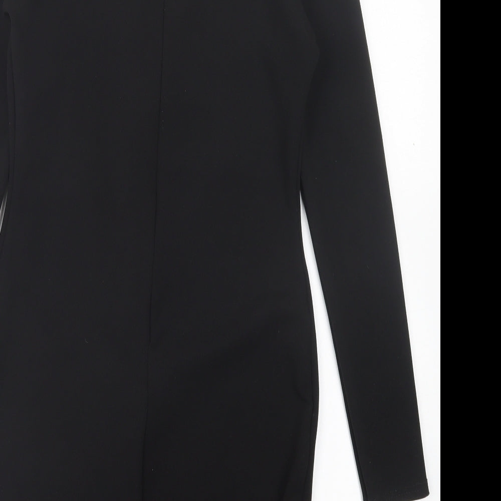 Missguided Womens Black Polyester Bodycon Size 10 V-Neck Zip