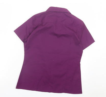 Womens UK Size 10 Simon Jersey Purple Basic Button-Up