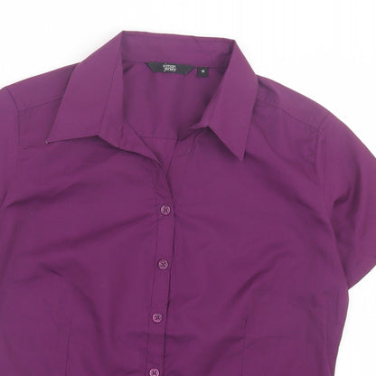Womens UK Size 10 Simon Jersey Purple Basic Button-Up