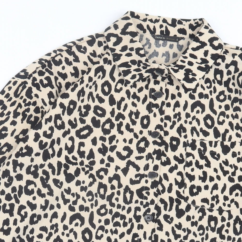 Womens UK Size L Defacto Beige Basic Button-Up