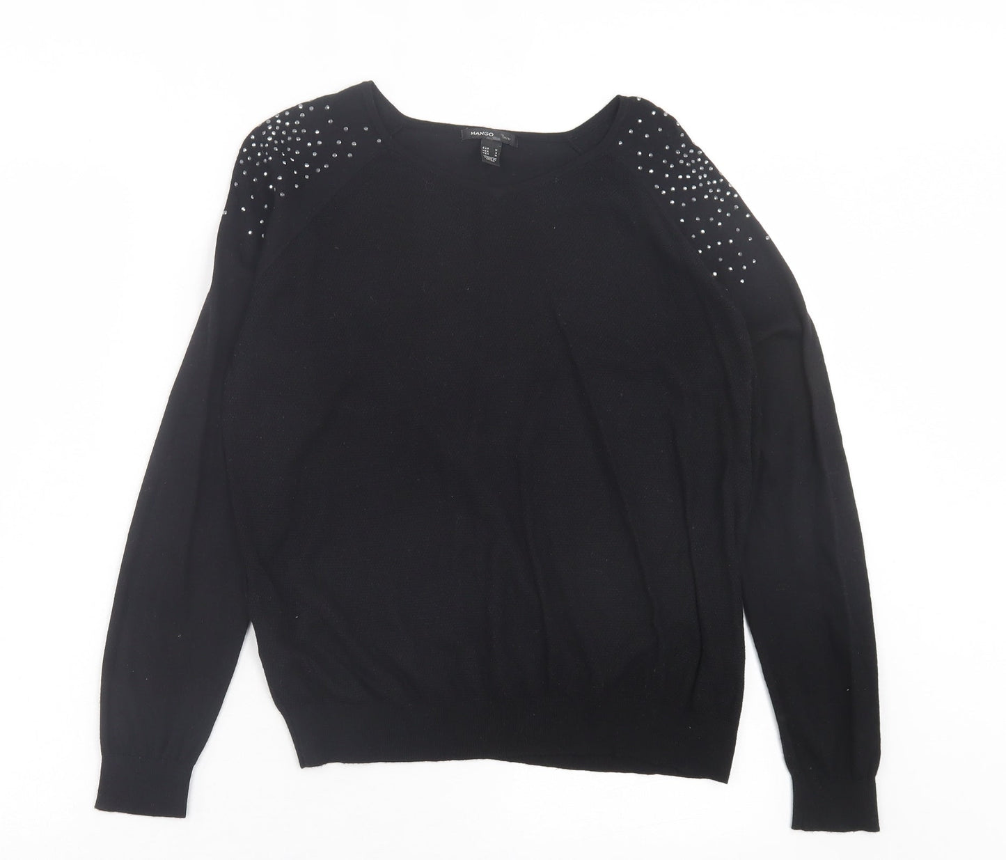 Womens UK Size M Mango Black Pullover Jumper