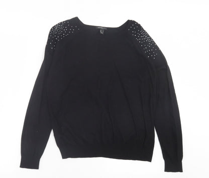 Womens UK Size M Mango Black Pullover Jumper