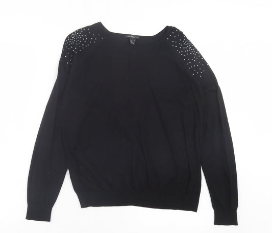Womens UK Size M Mango Black Pullover Jumper