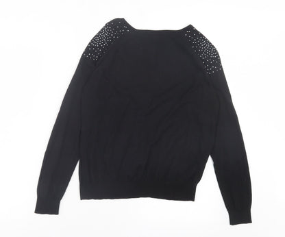 Womens UK Size M Mango Black Pullover Jumper