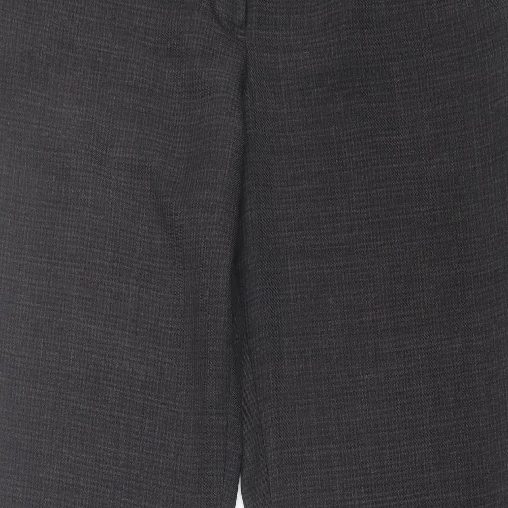 F&F Womens Grey Polyester Trousers Size 14 L32 in Regular Hook & Eye