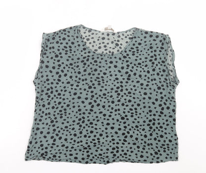 Womens UK Size 16 Apricot Green Basic T-Shirt