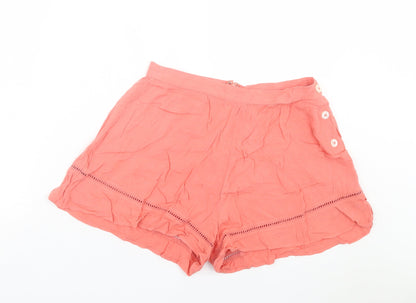 Miss Selfridge Womens Pink Viscose Boyfriend Shorts Size 12 Regular Zip