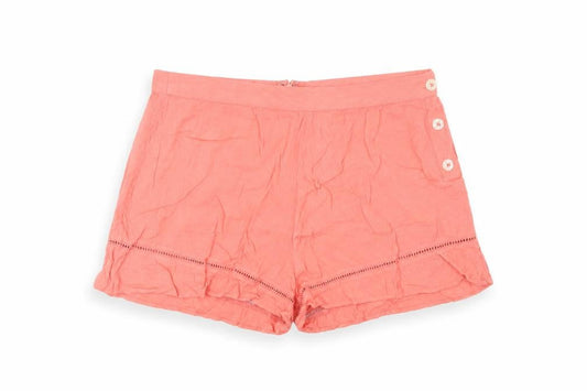 Miss Selfridge Womens Pink Viscose Boyfriend Shorts Size 12 Regular Zip