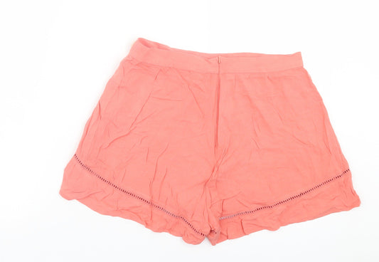 Miss Selfridge Womens Pink Viscose Boyfriend Shorts Size 12 Regular Zip