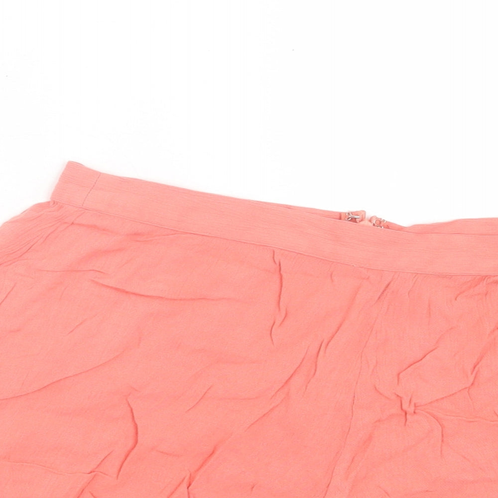 Miss Selfridge Womens Pink Viscose Boyfriend Shorts Size 12 Regular Zip