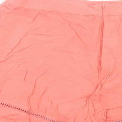 Miss Selfridge Womens Pink Viscose Boyfriend Shorts Size 12 Regular Zip