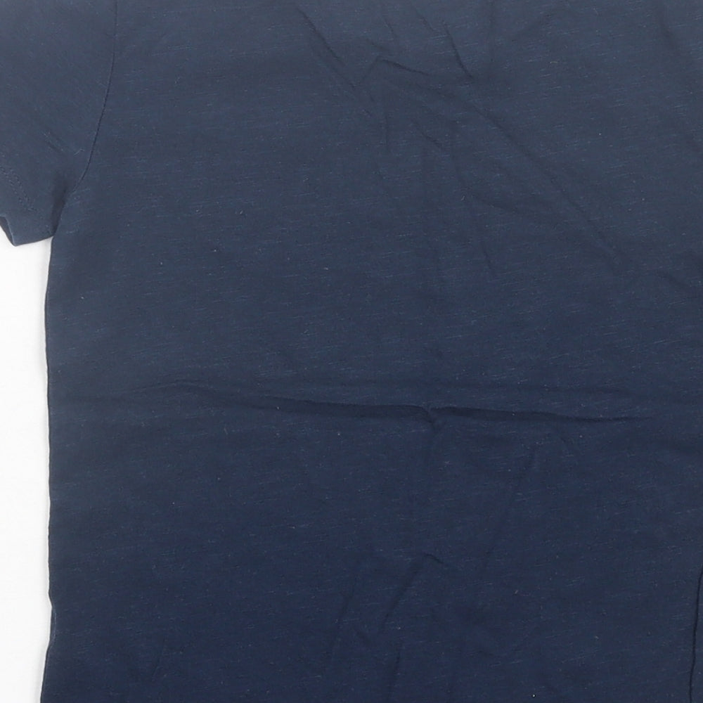 Dunnes Stores Boys Blue Cotton Basic T-Shirt Size 5-6 Years Crew Neck Pullover - Pocket Detail