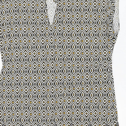Papaya Womens White Geometric Viscose Shift Size 10 V-Neck Pullover