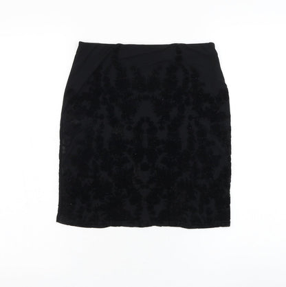 Missguided Womens Black Geometric Polyester Straight & Pencil Skirt Size 10