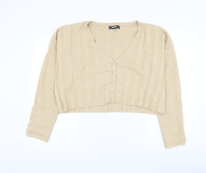 Womens UK Size 8 Missguided Beige Cardigan Jumper