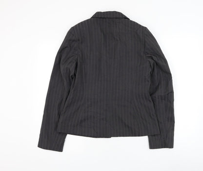 George Womens Grey Striped Jacket Blazer Size 12 Button