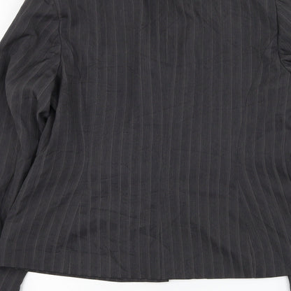 George Womens Grey Striped Jacket Blazer Size 12 Button