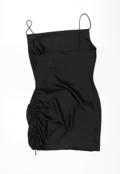 Topshop Womens Black Polyester Shift Size 8 Square Neck Pullover