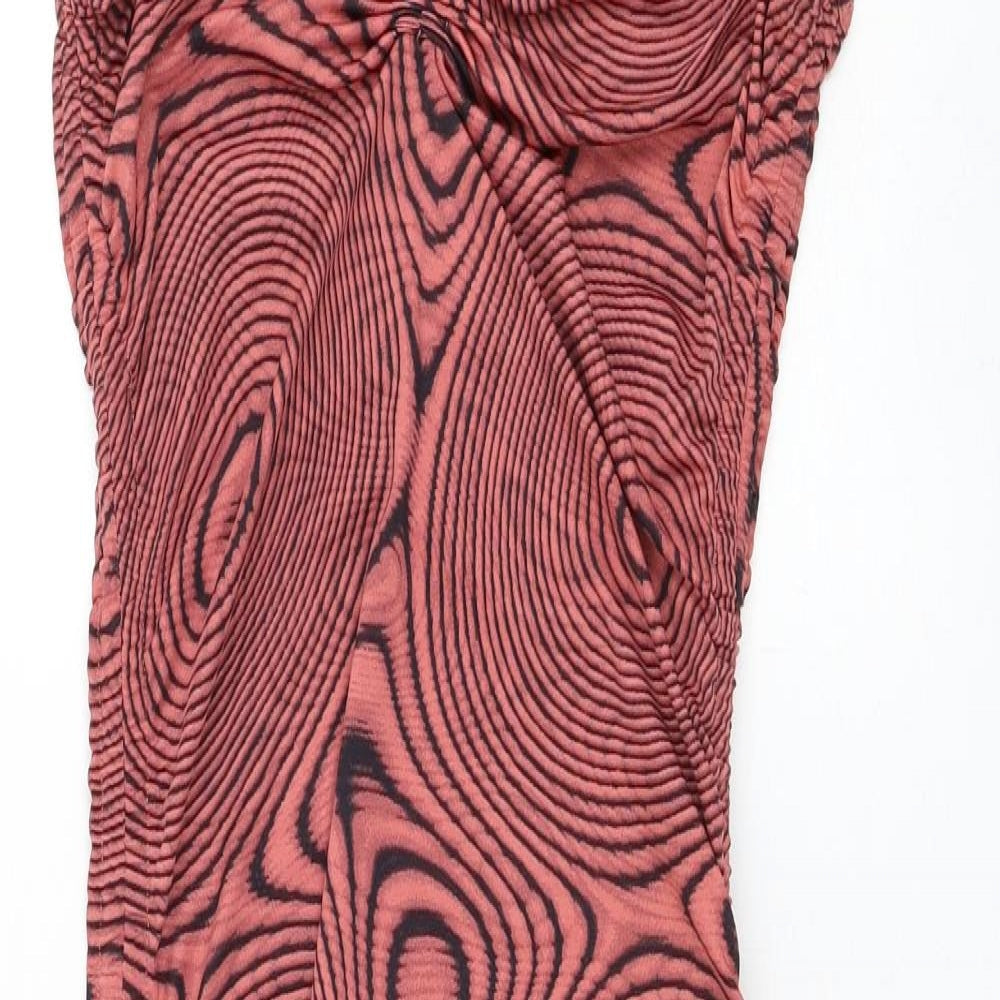 SheIn Womens Pink Geometric Polyester Pencil Dress Size 8 Halter Tie