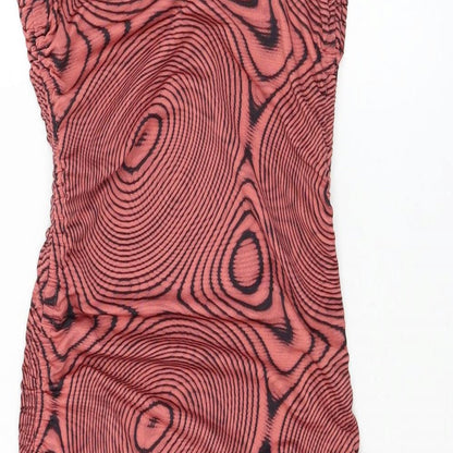 SheIn Womens Pink Geometric Polyester Pencil Dress Size 8 Halter Tie