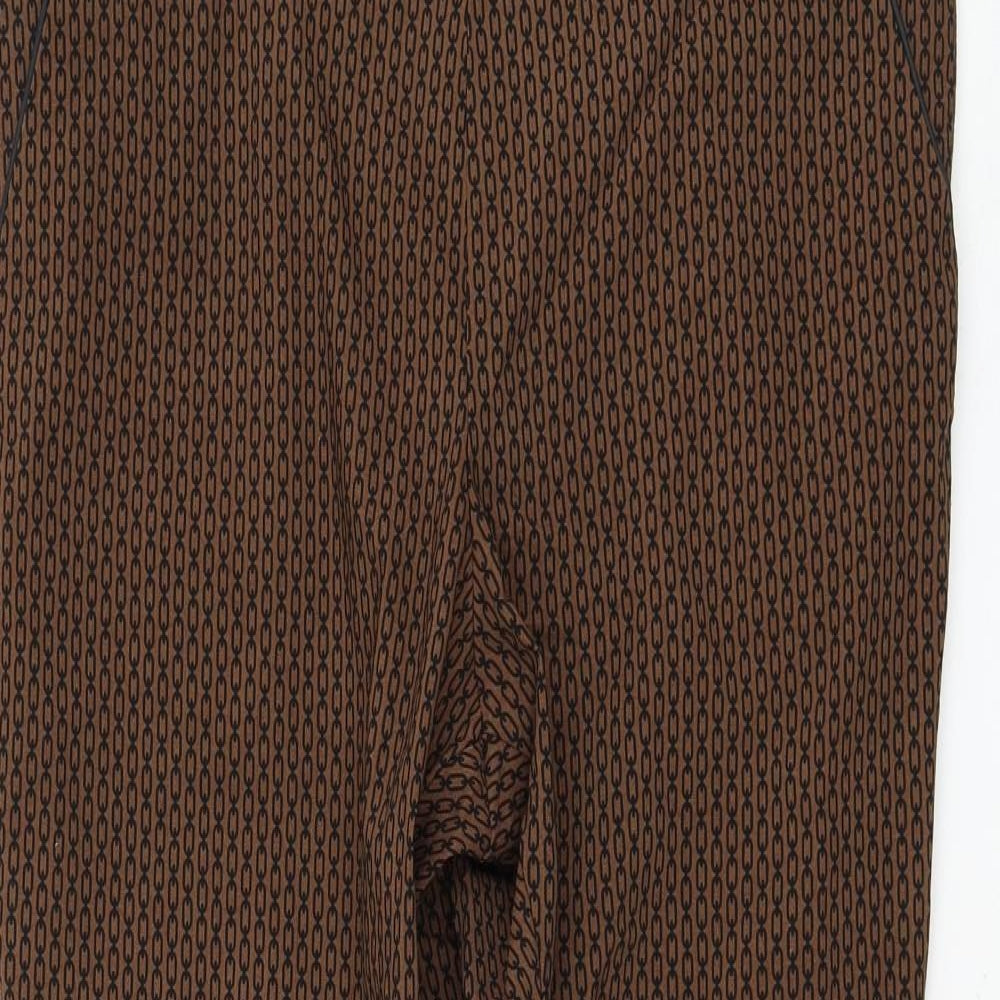 F&F Womens Brown Geometric Viscose Carrot Trousers Size 20 L26 in Regular Zip