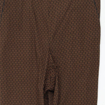 F&F Womens Brown Geometric Viscose Carrot Trousers Size 20 L26 in Regular Zip