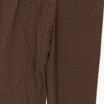 F&F Womens Brown Geometric Viscose Carrot Trousers Size 20 L26 in Regular Zip