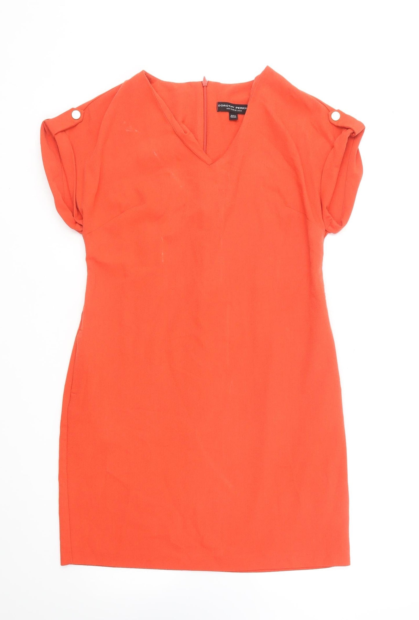 Dorothy Perkins Womens Orange Polyester A-Line Size 10 V-Neck Zip