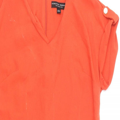Dorothy Perkins Womens Orange Polyester A-Line Size 10 V-Neck Zip