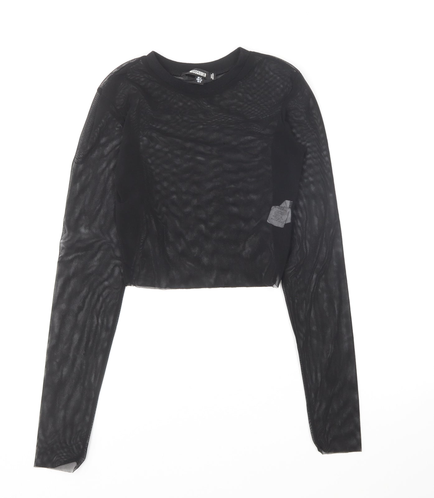 Womens UK Size 4 Missguided Black Basic T-Shirt