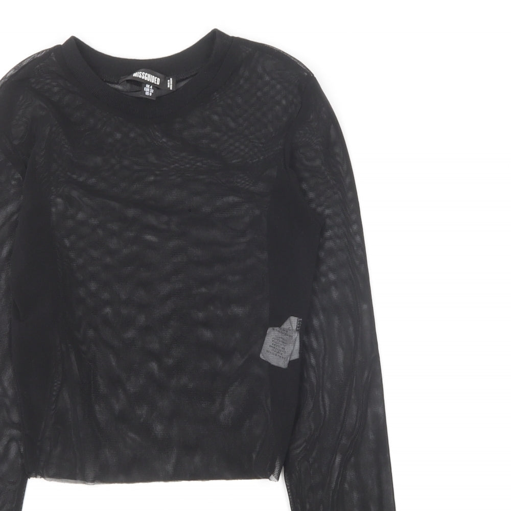 Womens UK Size 4 Missguided Black Basic T-Shirt