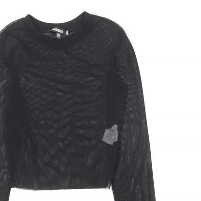 Womens UK Size 4 Missguided Black Basic T-Shirt