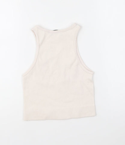 Womens UK Size XS Dunnes Stores Ivory Cropped Tank