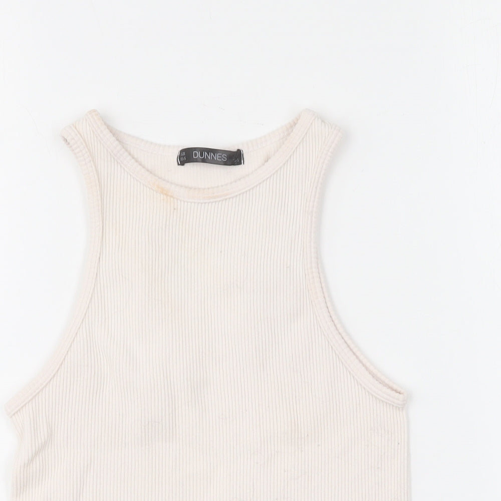 Womens UK Size XS Dunnes Stores Ivory Cropped Tank