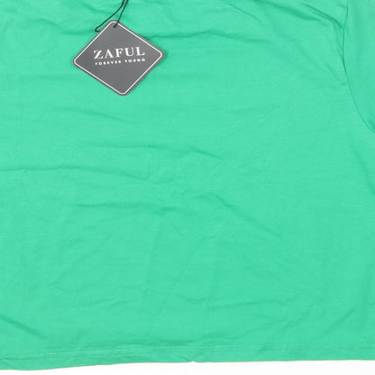 Womens UK Size S Zaful Green Cropped T-Shirt