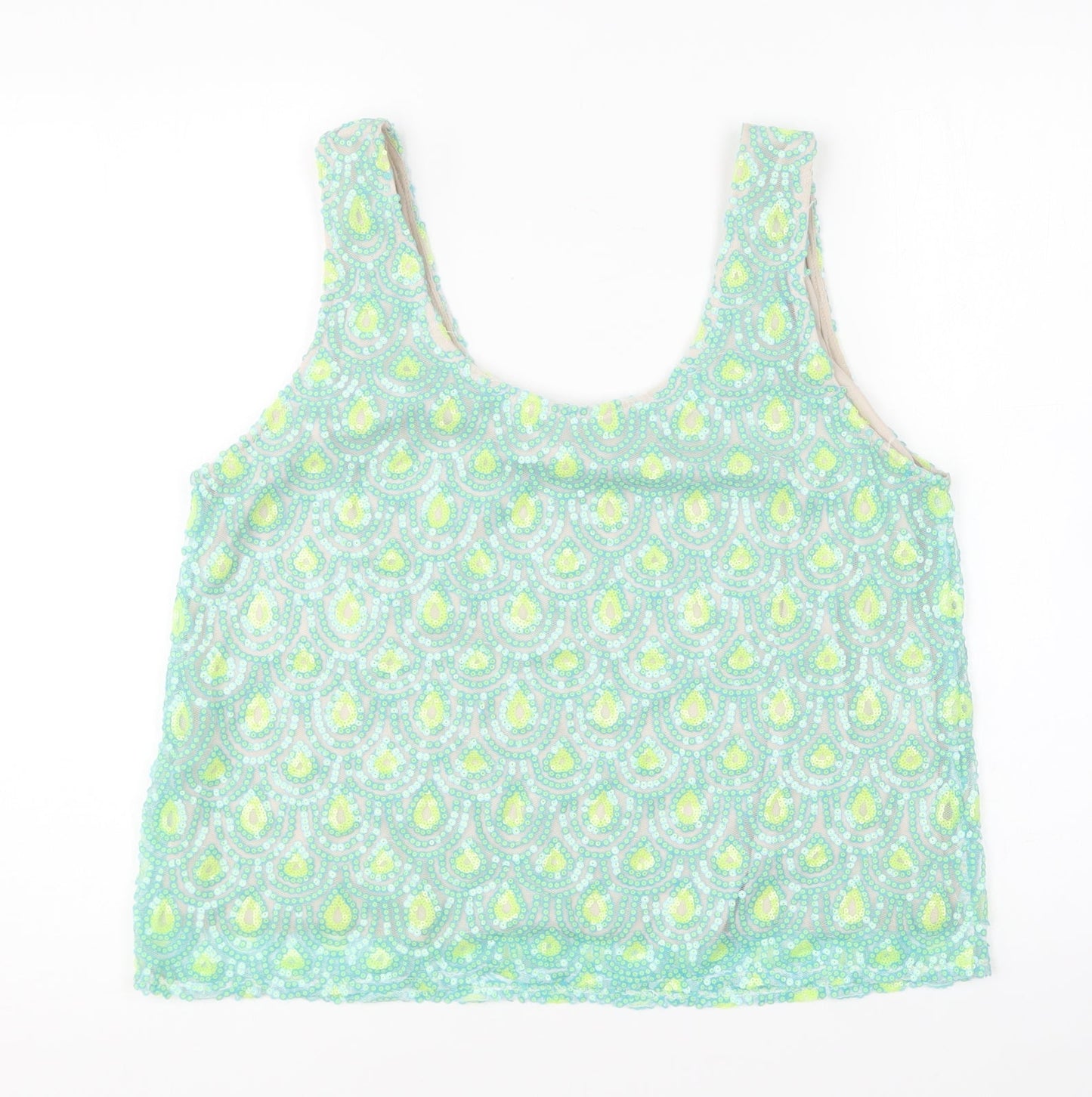 Womens UK Size 16 Poppy Lux Green Basic Tank