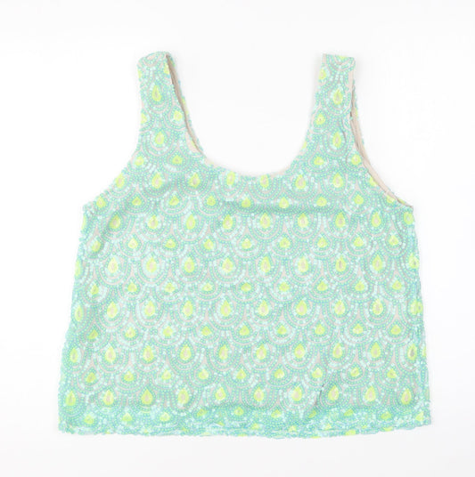 Womens UK Size 16 Poppy Lux Green Basic Tank