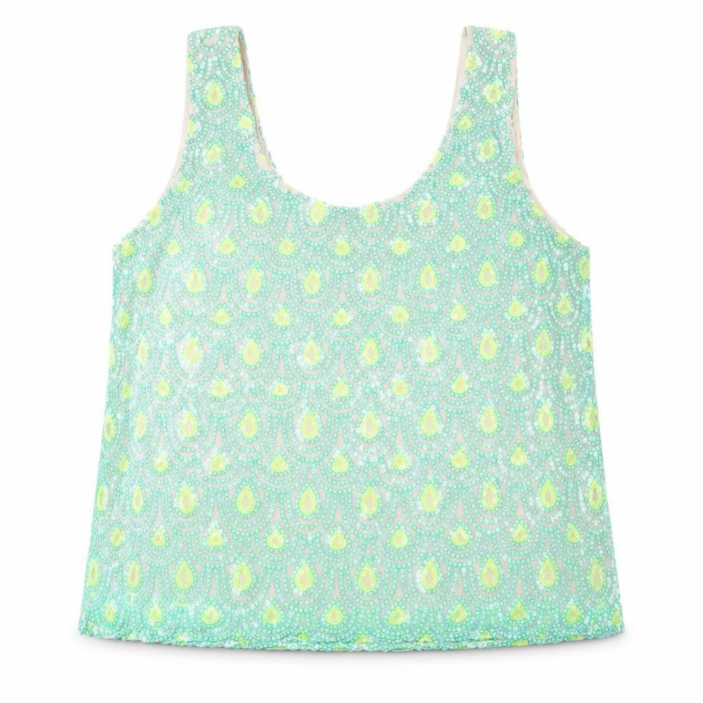 Womens UK Size 16 Poppy Lux Green Basic Tank