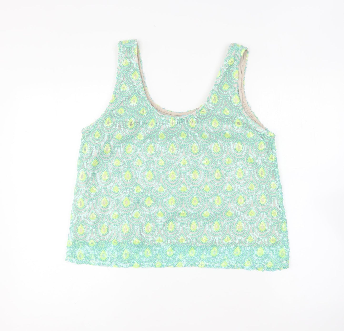 Womens UK Size 16 Poppy Lux Green Basic Tank