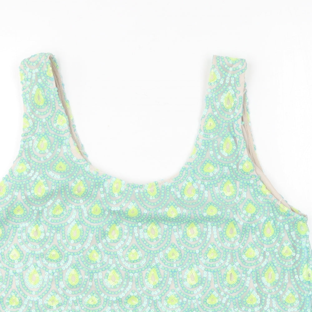 Womens UK Size 16 Poppy Lux Green Basic Tank